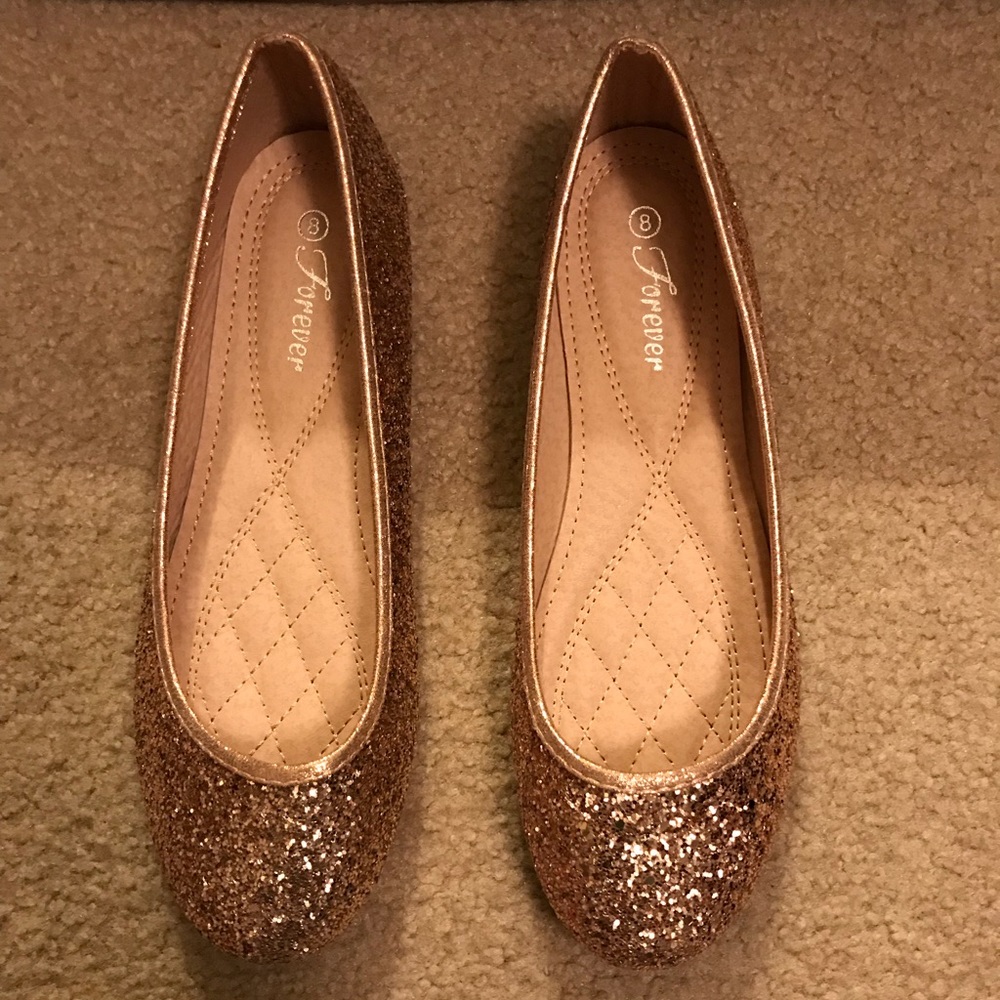 Rose gold glitter flats